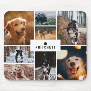 Tapis De Souris Paw Dog Photo Collage & Monogramme