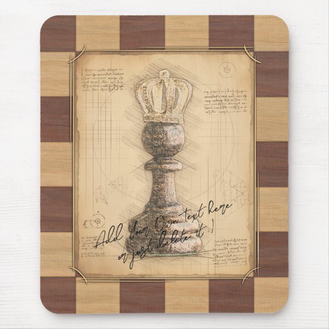 Tapis De Souris "Pawn King / Queen" Vintage Chess Chess Gig (Devant)