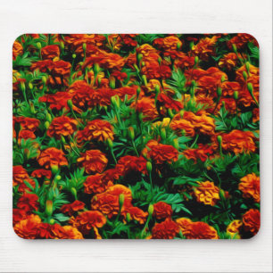 Tapis De Souris Paysage de fleurs rouges jaunes orange