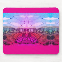Paysage de gribouillis rose et rouge
