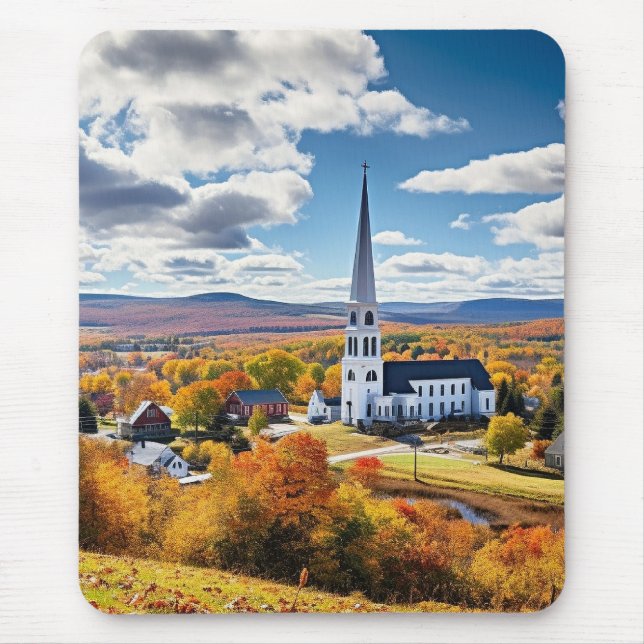 Tapis De Souris Paysage de la Nouvelle-Angleterre à l'automne (Devant)