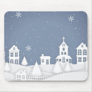 Tapis De Souris Paysage de l'église de Noël