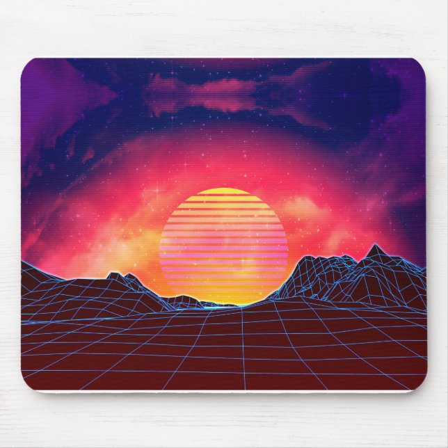 Tapis De Souris Paysage de Vaporwave avec des roches (Devant)