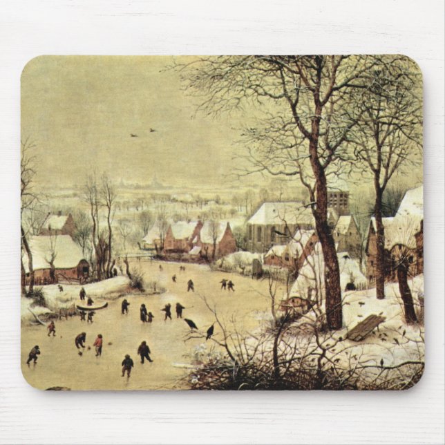 Tapis De Souris Paysage d'hiver avec des patineurs par Pieter (Devant)