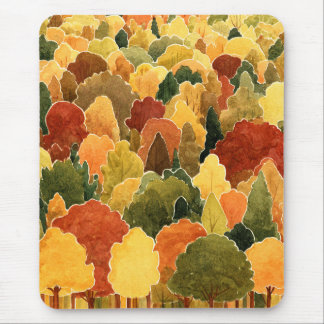 Tapis De Souris Paysage forestier automnal à l'aquarelle