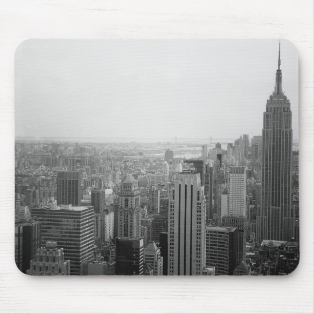 Tapis De Souris Paysage urbain noir et blanc d'horizon de NYC (Devant)