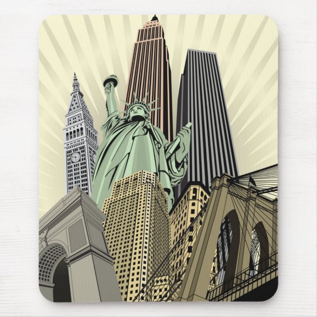 Tapis De Souris Paysage urbain stylisé superbe NYC (Devant)