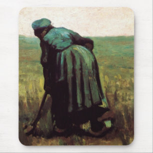 Tapis De Souris Paysanne creusant la terre par Vincent van Gogh