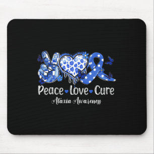 Tapis De Souris Peace Love Cure Blue Ribbon Ataxia Sensibilisation