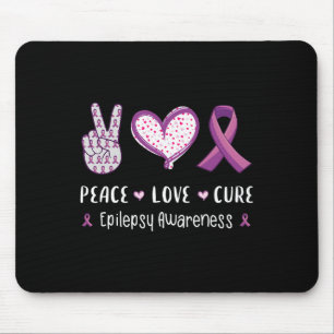 Tapis De Souris Peace Love Cure Epilepsy Sensibilisation Hommes Fe