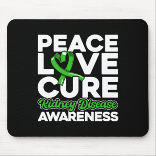 Tapis De Souris Peace Love Cure Maladie rénale Sensibilisation 1