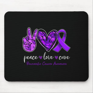 Tapis De Souris Peace love cure Pancreatic Cancer Awareness mois