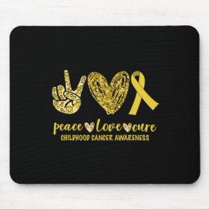 Tapis De Souris Peace Love Cure Ribbon Sensibilisation au cancer c