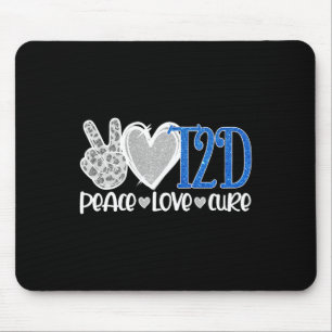 Tapis De Souris Peace Love Cure Type 2 Sensibilisation au diabète 
