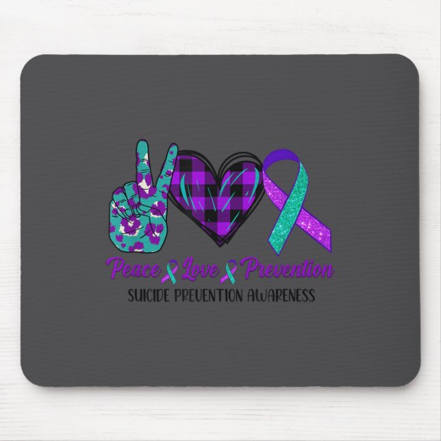 Tapis De Souris Peace Love Life Suicide Awareness Womens Semi Colo (Devant)
