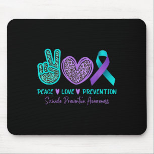 Tapis De Souris Peace Love Prévention Suicide Sensibilisation Turq