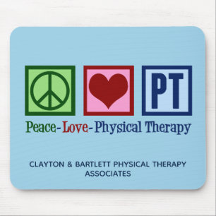 Tapis De Souris Peace Love Thérapie physique Custom PT Office Blu