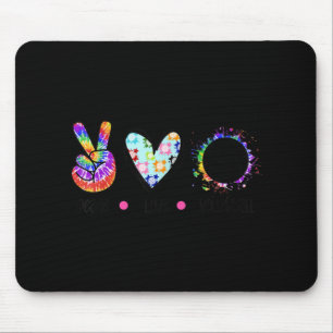 Tapis De Souris Peace Love Volleyball Tie Dye Rainbow Trippy Hippi