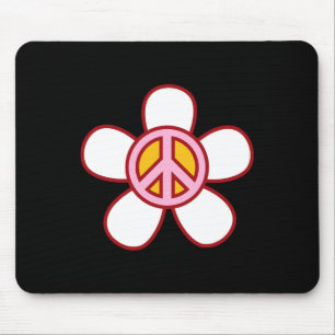 Tapis De Souris Peace Sign Love 60s les années 70 Super Hippie Cos