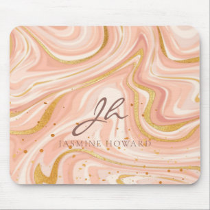 Tapis De Souris Peach Cake Marble Parties scintillant or personnal