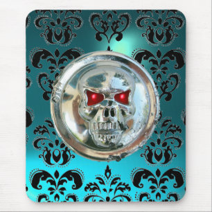 Tapis De Souris PEAU DE CHROME, Damas, Aquamarine Bleue