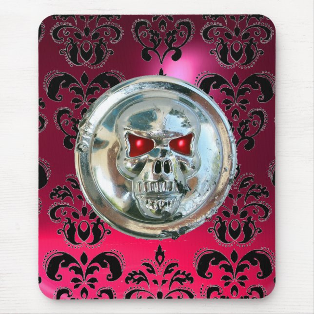 Tapis De Souris PEAU DE CHROME, Rubis rose Damas (Devant)