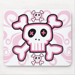 Tapis De Souris Peau rose et pavé de souris Cross Bones