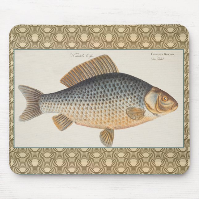 Tapis De Souris Pêche à la carpe peinture à l'eau douce (Devant)