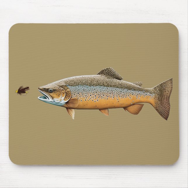Tapis De Souris Pêche à la mouche truite Brown (Devant)