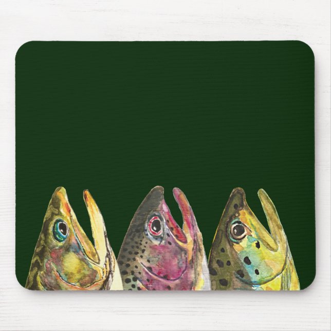 Tapis De Souris Pêche de trois truites grasses (Devant)