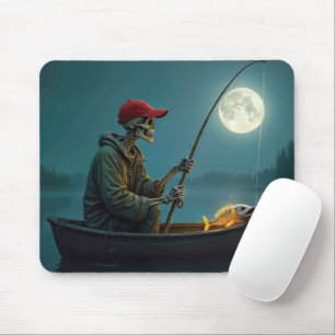Tapis De Souris Pêcheur squelette dans une barque