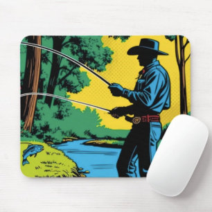 Tapis De Souris Pêcheur sur la berge 