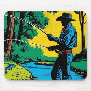 Tapis De Souris Pêcheur sur Riverbank