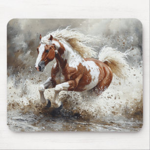 Tapis De Souris Peindre Un Cheval Qui Traverse L'Eau
