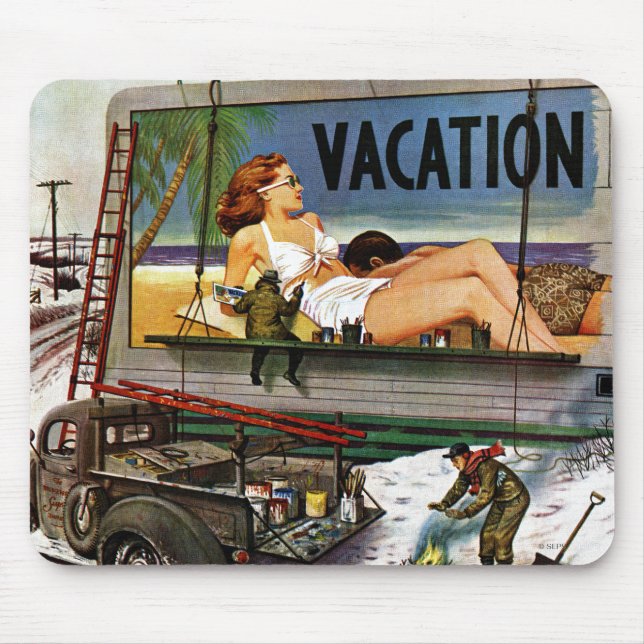 Tapis De Souris Peintres en tableau en hiver par Stevan Dohanos (Devant)