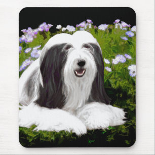 Tapis De Souris Peinture à collie à poils - Joli art original de c