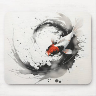 Tapis De Souris Peinture à l'encre de poisson Koi