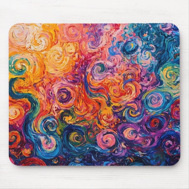 Tapis De Souris Peinture à l'huile de tourbillons psychédélique (Devant)