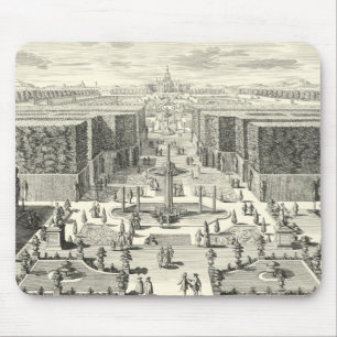 Tapis De Souris Peinture à l'huile des fontaines au jardin de