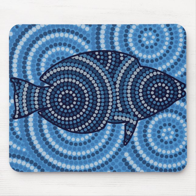 Tapis De Souris Peinture à points de poisson autochtone (Devant)