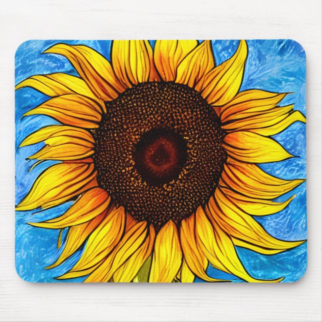 Tapis De Souris Peinture Abstraite de tournesol (Devant)