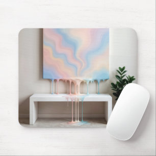 Tapis De Souris Peinture Abstraite Dégoulinant sur un Banc Blanc