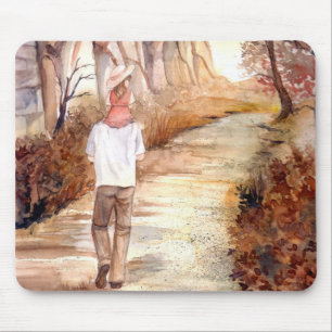 Tapis De Souris Peinture aquarelle de la piste d'automne