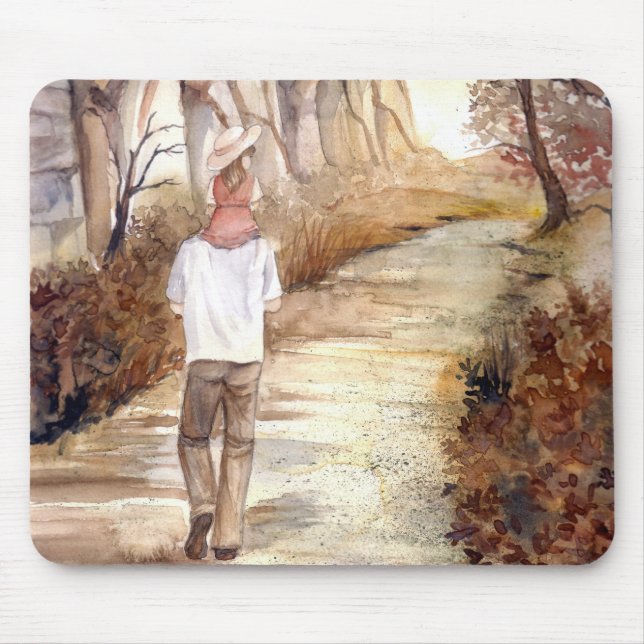 Tapis De Souris Peinture aquarelle de la piste d'automne (Devant)