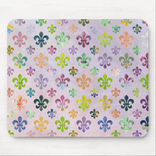 Tapis De Souris Peinture Aquarelle tendance Fleur De Lis Motif