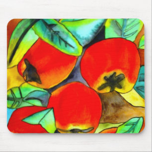 Tapis De Souris Peinture artistique aquarelle de pommes rouges
