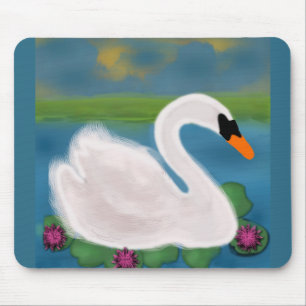 Tapis de souris Peinture Cygne Blanc