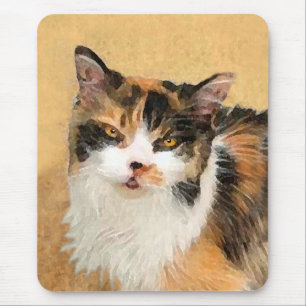 Tapis De Souris Peinture de chat Calico - Cute Original Cat Art