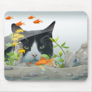 Tapis De Souris Peinture de chat personnalisée dans un réservoir