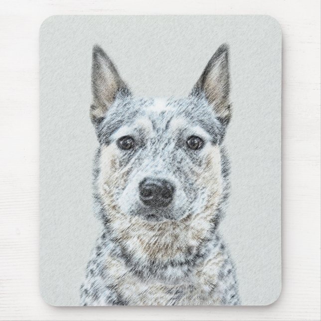 Tapis De Souris Peinture de chien de bétail australien - Beau art  (Devant)